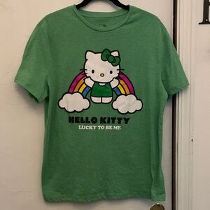Perfect for St Patrick’s Day : Hello Kitty Green Tee with Rainbow Design